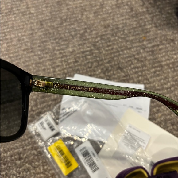 GUCCI Sunglasses GG 0034S Black w Red & Green Glitter - Picture 9 of 16
